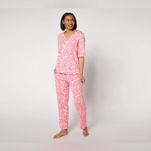 Carole Hochman elbow sleeve top and slim straight leg pant pajama set